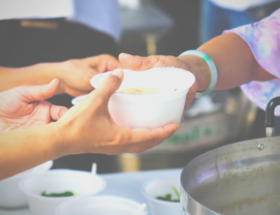 Ways to serve feature image of hands passing out soup