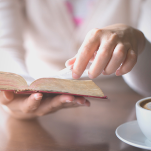 Woman's hands holding Bible