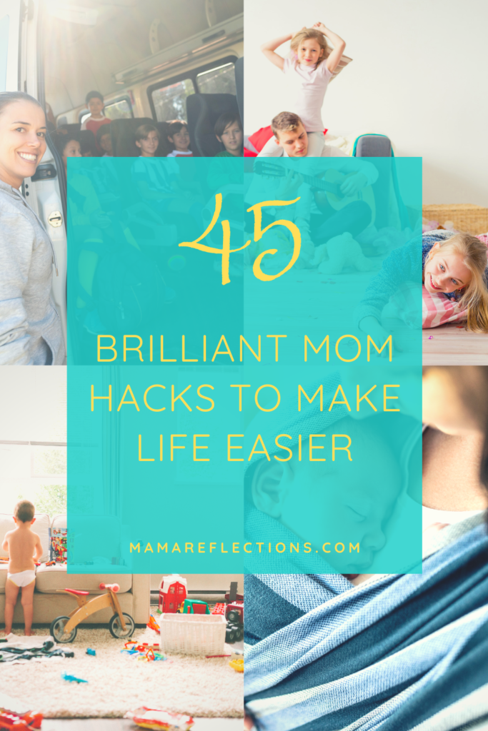 4 pictures of moms and children. Mom hacks pinnable image
