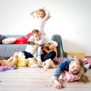 Busy children in messy room feature image