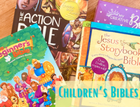 best children's bibles feature image with pictures of kids bibles and toddler bibles