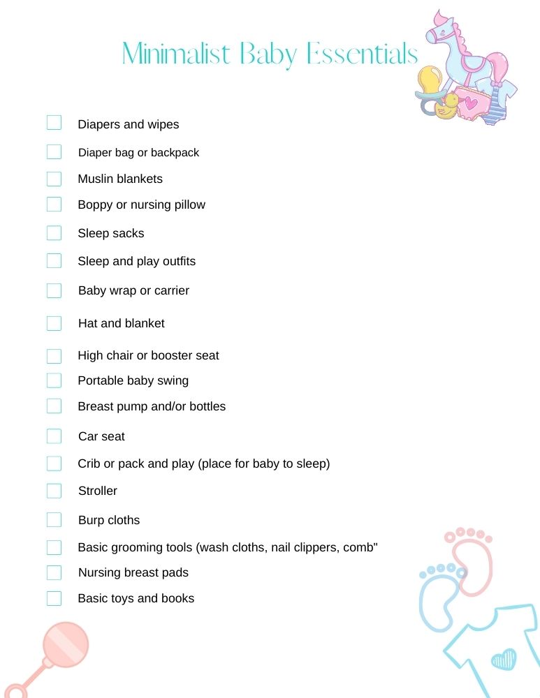 Minimalist Baby Essentials checklist picture