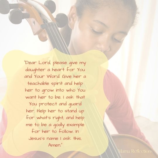 Short prayer for my daughter with picture of girl playing instrument in the background