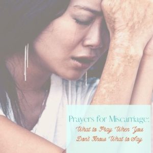 Prayers for miscarriage feature image of woman praying and crying.