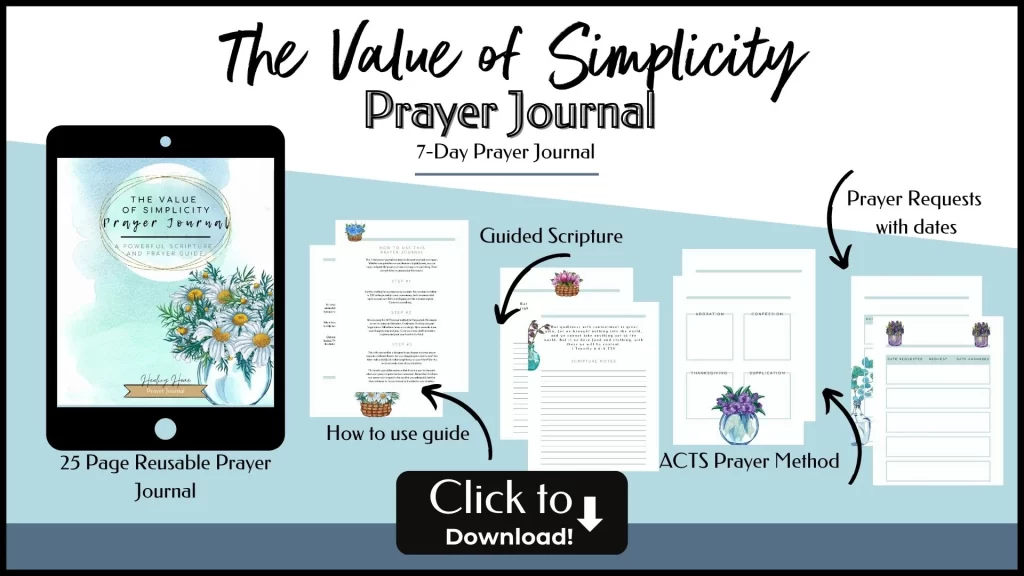 Picture of Value of Simplicity prayer journal pages