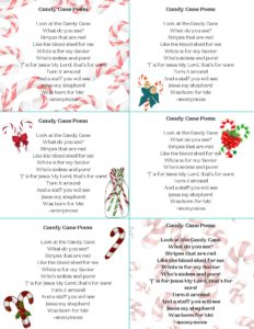 printable of the Candy Cane Poem. Six tags on the page.