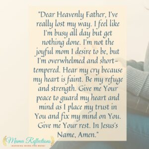 Prayer for overwhelm image with background of a woman with a Bible on her lap