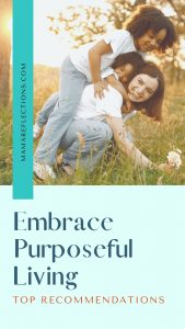 Embrace purposeful living pinnable image of smiling mom with her two boys on her back.