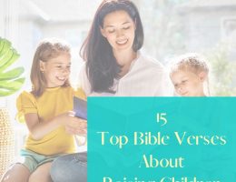Bible verses about raising children feature image of a mom reading to her two daughters.