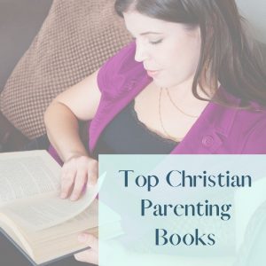 Christian Parenting Books feature image of a woman sitting on a sofa reading.