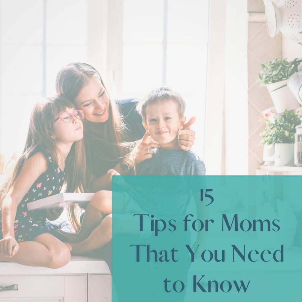 Tips for moms feature image of a mom with her son and daughter