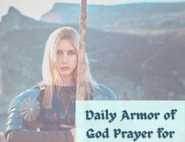 Feature image for Daily Armor of God Prayer for women of blonde woman in knight outfit holding a sword